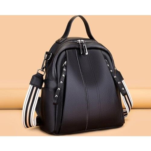 Womens Backpack Genuine Leather Backpacks Female School Bags For Teenage Girls Casual Travel Bag Multifunction Shoulder Bag Sac