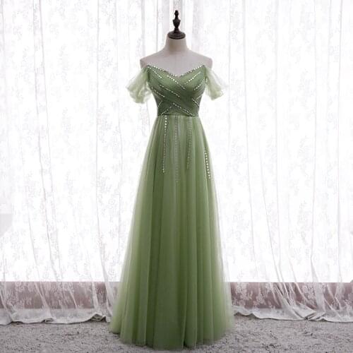 Bespoke Occasion Dresses V-Neck Short Luxury Green Backless Sequined Beading Pleat Tulle Lace Women Formal Evening Gown HB253