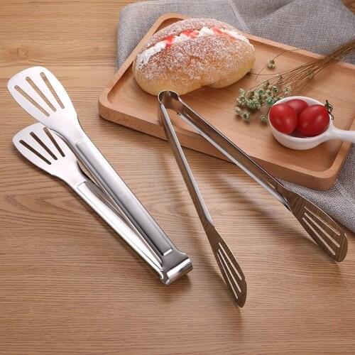 1Pcs Stainless Steel Food Tongs Kitchen Utensils Buffet Cooking Tool Anti Heat Bread Clip Pastry Clamp Barbecue Tongs