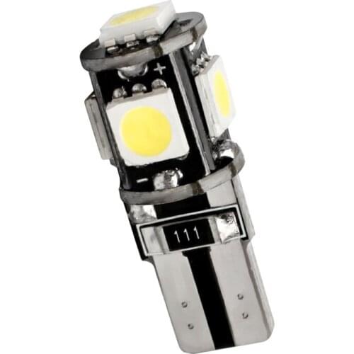 100pcs Wholesale T10 5 LED NO Warning Error Canbus W5W 194 5050 SMD Free Auto Wedge Car 5Led Light Parking Bulb 5SMD DC 12V 100X
