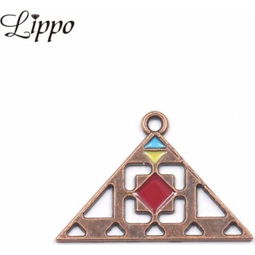 12pcs Antique Copper Color Enamel Triangle Earrings Connector Charms DIY Jewelry Findings