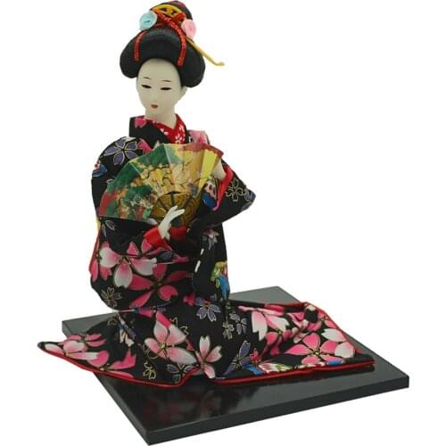 16'' Delicate Japanese Samurai Kimono Doll Geisha Oriental Doll Model Home Decoration Collection with Folding Fan