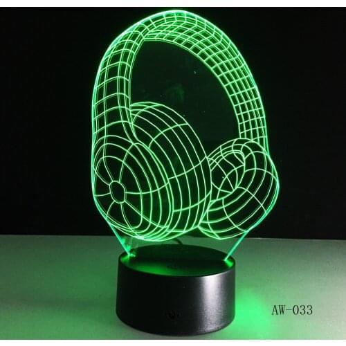 3D DJ Headphone Shape Light Studio Music Monitor Headset Colorful Hifi Music Earphone LED Lamp Birthday Party Gift AW-033