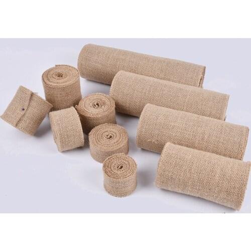 5M Natural Jute Burlap Hessian Ribbon Rolls Vintage Rustic Wedding Decoration Christmas Gift Wrapping Festival Party Home Decor
