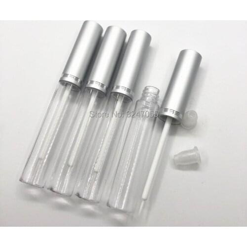 5ML Clear Empty Cosmetic Eyeliner Tube n Silver Aluminum Lid, Makeup Eyelash Growth Liquid Refillable Bottle, Empty Glue Package