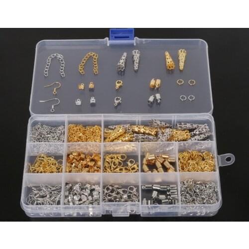 720pcs/lot Mixed 1 Box Lobster Clasp,Bail Beads,Toogle Clasp,End Caps,Rings for jewelry findings Making Tools