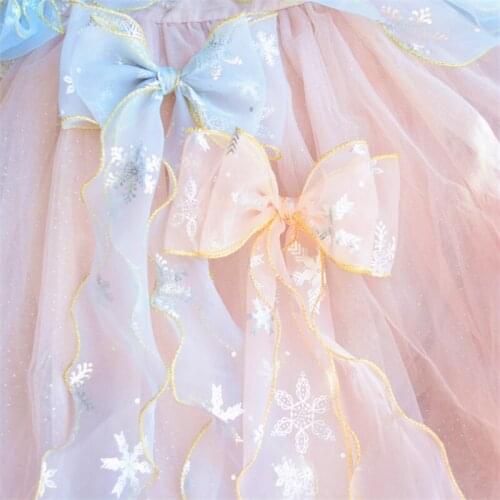 8pcs/Lot Sparkly Snowflake Long Ribbon Tail Bow Hair Clips Girls Braided Hairpins Fashion Barrettes For Kids Hair Accessories