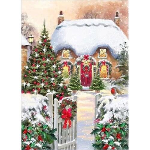 Winter christmas snow landscape Diamond Painting Cross Stitch Full New DIY 5D decorative scenic house Mosaic Embroidery