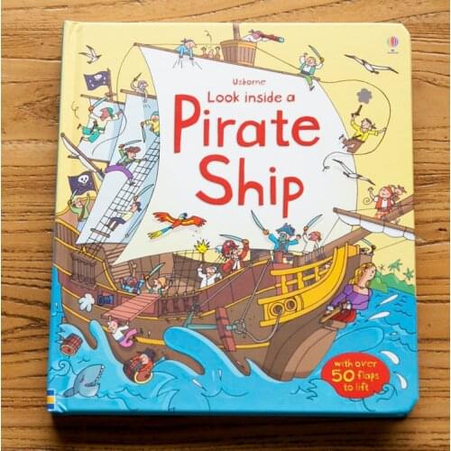 Britain English 3D Usborne Look Inside a Pirate ship flap book Education Children kids reading learning boy gift over 50 flaps