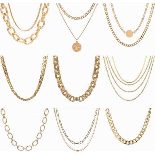 ZOVOLI Vintage Multi-layer Coin Chain Choker Necklace For Women Golden Fashion Portrait Chunky Chain Necklaces Jewelry