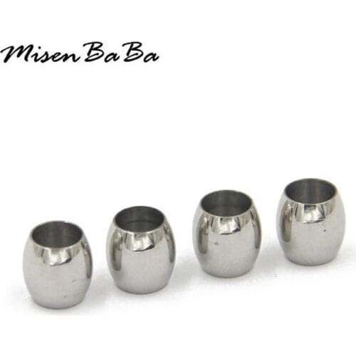 50Pcs/lot Stainless Steel Oval Shape Cylinder Spacer Loose Beads For Jewelry DIY Making Bracelet Accessories