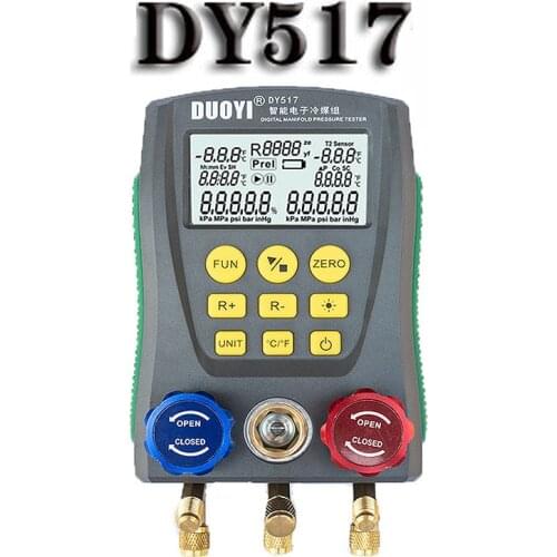 DY517 Pressure Gauge Refrigeration HVAC Air Conditioning Manifold Digital Vacuum Pressure Temperature Meter Tester For Car Home