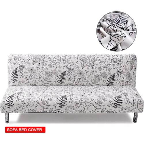 Elastic Printed Armless Sofa Bed Cover Folding Seat Slipcover Modern Stretch Sofa Bed Covers Cheap Couch Protector Home Hotel