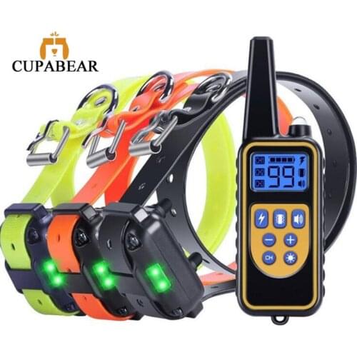 Electric Dog Training Collar Waterproof Rechargeable Pet Remote Control With LED Shock Vibration Sound Bark Stop Necklace