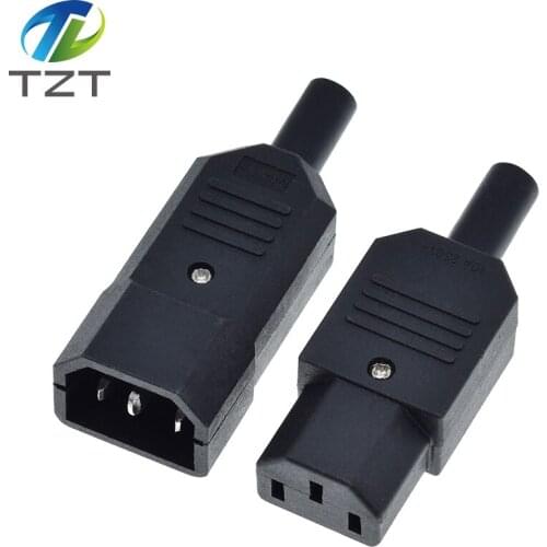 IEC Straight Cable Plug Connector C13 C14 10A 250V Black female&male Plug Rewirable Power Connector 3 pin AC Socket