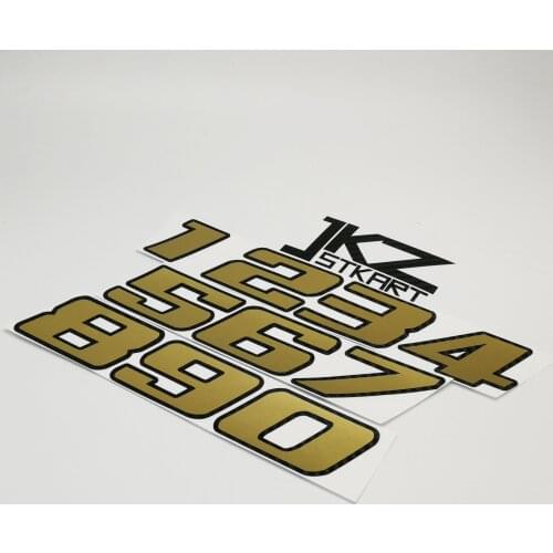 JKZ STKART Decal Quality Gold Matte with black outline Vinyl 2 layers Number Sticker For Car Motor Bike Truck Laptop Helmet