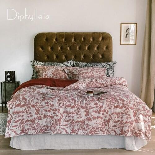 Diphylleia Toile de Jouy Duvet Cover Japanese Technology Pure Cotton Yarn Dyed Air Feeling Floral Jacquard Bedding Set Chic Deco