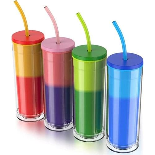 Color Changing Cups Tumblers With Lids - Pastel Colored Reusable Cups With Lids And Straws Double Wall Coffee Cup
