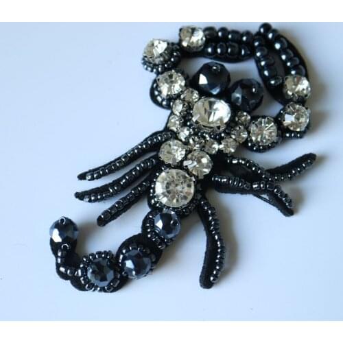 2pc/lot punk animal scopion patches for clothes rhinestone beaded Patches for clothing DIY sew on parches Embroidery appliques