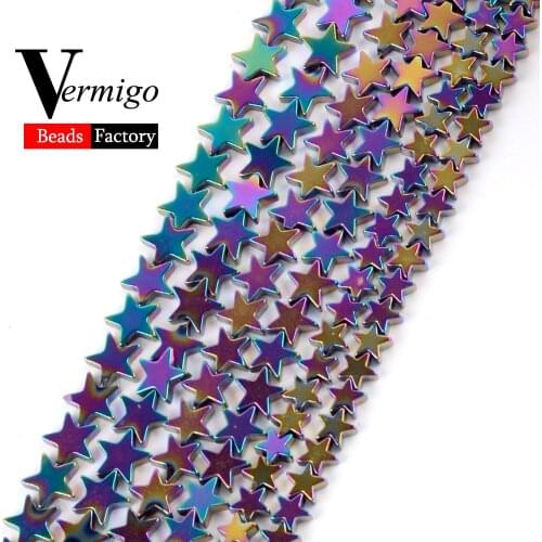 Natural Stone Multicolor Pentagram Hematite Beads Spacer Beads For Jewelry Making Diy Bracelet Necklace 15"