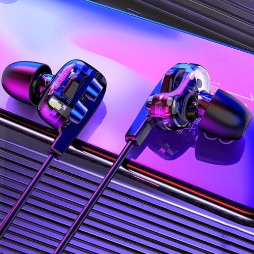 Olhveitra 3.5 Auriculares Headset Gamer 3.5mm Earphones Wired For Computer iPhone In-ear Dual Drive Bass Stereo Earbuds With Mic