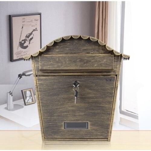 Pastoral Lockable Secure Iron Post Box Vintage Metal Letter Newspaper Mail Box Wall Mounted Creative Mailbox Garden Ornament 178