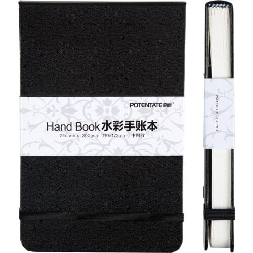 POTENTATE A5/A6 Watercolor Notebook 300g/m 24Sheets Travel Hand Painting Notebook for Water Color Diary Student Art Supplies