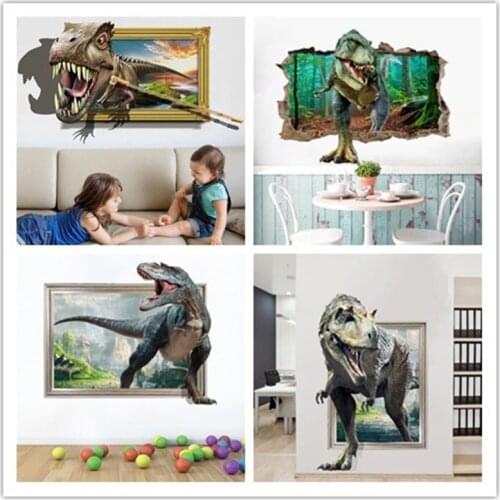 Ancient time dinosaur wall sticker bedroom home decoration jurassic period animal movie poster wall stickers for kids rooms
