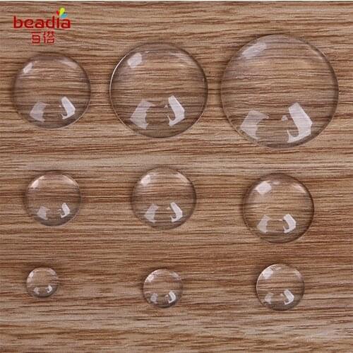 New Fashion 8-30mm Round Shape Flat Back Clear Glass Cabochon for Earring Bracelet Necklace Jewelry Making