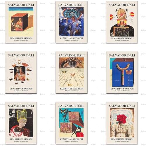 Salvador Dali Art Exhibition Retro Poster 1971 Home Decor Canvas Nordic Wall Art Print Living Room Decoration Frame Unique Gift