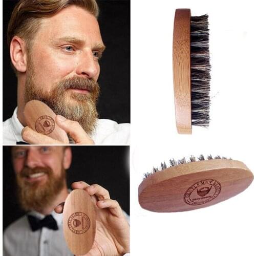 LAOCCCROSS Bamboo Wood Boar Bristle Beard Brush&Mustache brush For Gentlemen Beard Care Engrave Logo