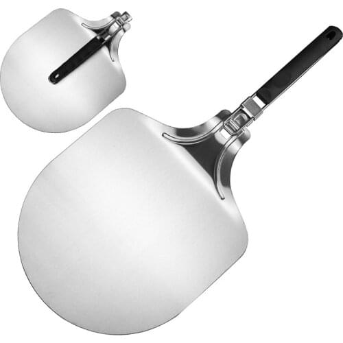 Stainless steel folding pizza shovel round cake transfer shovel baking tool cake shovel pizza cutter pizza peel baking tool