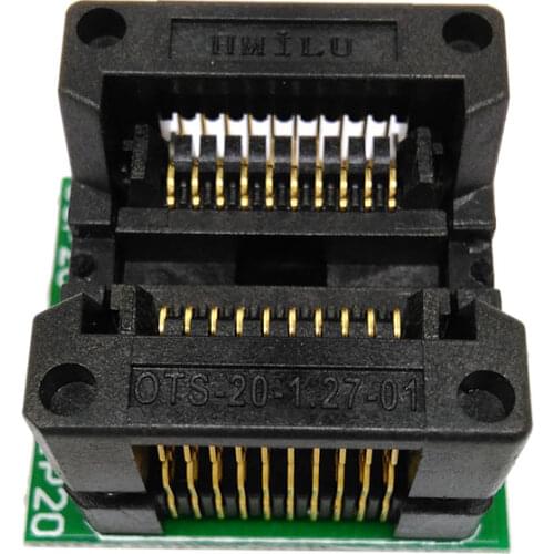 SOP20 SOIC20 SO20 to DIP20 Pitch 1.27m IC Body Width 5.4mm 209mil Flash Test Socket OTS20-1.27-01 programming adapter