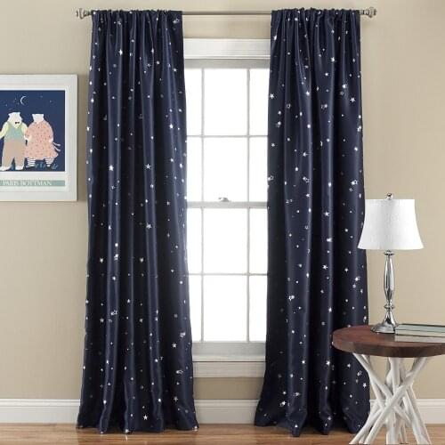 Star Pattern Modern Window Curtain for Living Room Bedroom Thick Night Curtains Drapery Ready-made & Custom Window Treatments
