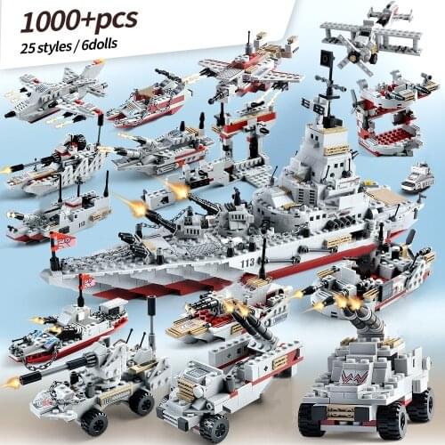 Military Warship Navy Tank Aircraft Army Warship Building Blocks Construction Bricks Figures Model Kids Toys For Children Gifts
