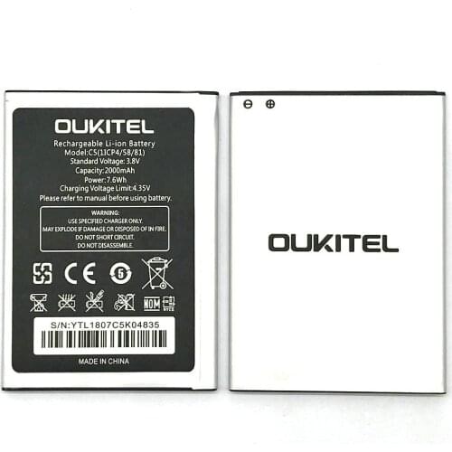 High quality 2000mAh C5pro battery for Oukitel C5 pro phone battery +Tracking Code