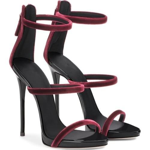 Womens Velvet Leather Stilettos High Heel Pumps Sandals Shoes Party Sexy Straps 5Colors New 2021