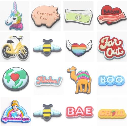 1pcs/lot Cute Medical PVC Croc Shoe Charms Decorations Accessories I do BAE BOO beast Ride a bike JIBZ For Croc Kids Gift