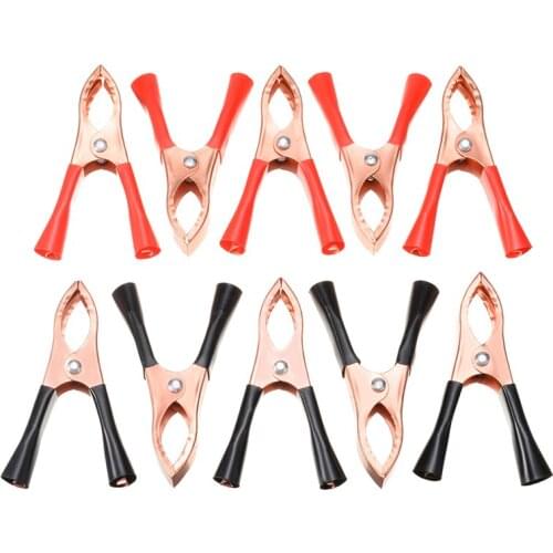 10pcs 70mm Car Alligator Clips Battery Clamps Crocodile Clips 30A Red+Black Electrical Clamps Charger Clamp Tool
