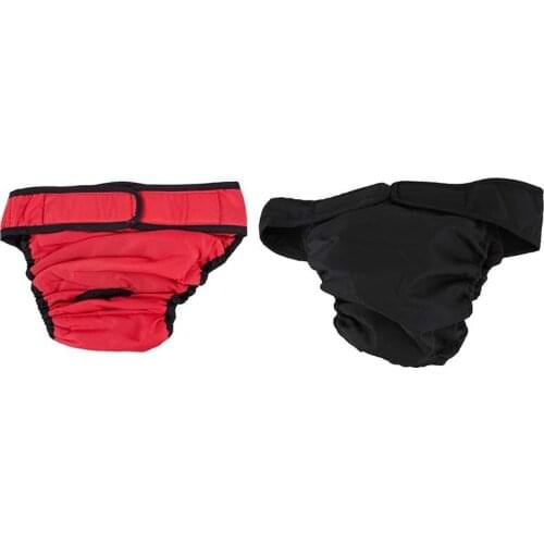 2 Pcs Dog Panties Dog Pants Dog Diaper Hygiene Pants, Size L Black & XL Red