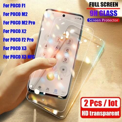 2Pcs Full Tempered Glass For Xiaomi POCO X3 NFC M2 F2 Pro Protective Anti blue-ray Screen Protector For POCO X3 NFC F2 Pro Glass