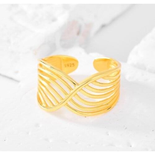 LycorisSmart 925 Sliver Korean style Multi-Layer Line Distorts Open adjustable Ring for woman jewelry