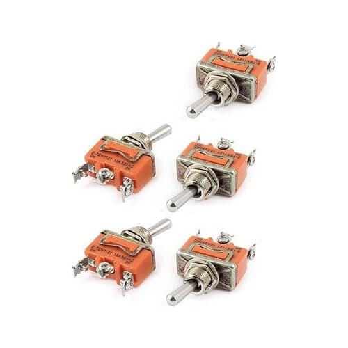 AC 250V 15A ON/ON 2 Position Panel Mounted SPDT Latching Toggle Switch 5Pcs