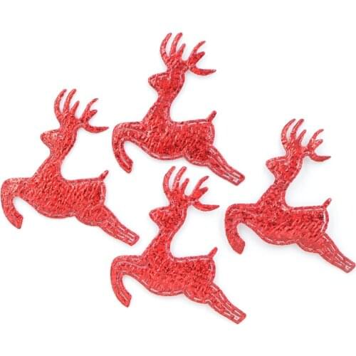 60Pcs 36*42mm Red Elk Deer Patches Laser Cloth Appliques for Crafts Clothes Christmas DIY Crad Making Accessories K75