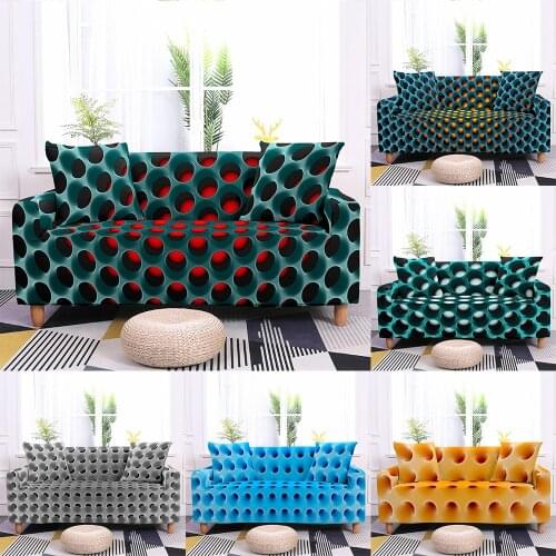 3D Honeycomb Structure Sofa Cover 1/2/3/4 Seater for Living Room Protective Elastic Couch Cover Stretch All Inclusive Slipcover
