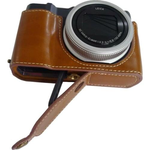Pu Leather half Case Protective Half Body Cover Base For Leica C-Lux Digital Camera bag Bottom Opening Version