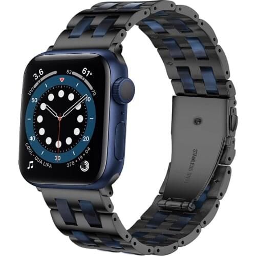For apple watch 6 band se series 5 4 strap 44mm 40mm stainless steel Resin luxury watchband for iwatch 3 bands 42mm 38mm correa