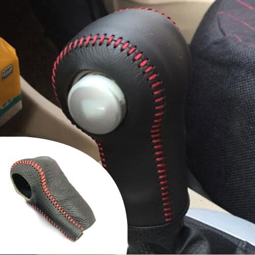 For Skoda Fabia 2008 2009 2010 2011-2013 AT Non-Slip Leather Hand Brake Shift Knob Cover Gear Case Car Decor Shift Knob Shell