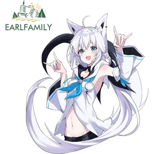 EARLFAMILY 13cm x 11.4cm for Hololive Shirakami Fubuki Funny Car Stickers Camper Scratch-Proof Decal Laptop Graffiti Graphics