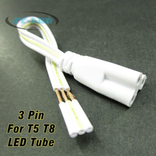Fluorescent Lamp Connector Cable Female Plug Copper Cord 3 Pin 15cm For T5 T8 LED Tube Connecting